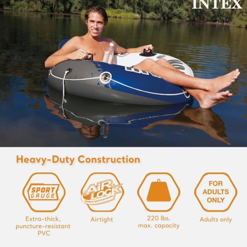 *NEW* Intex River Run 1 Person 53in Inflatable Floating Tube Raft - Picture 3 of 6